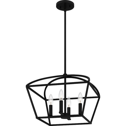 4 Light Pendant, Matte Black