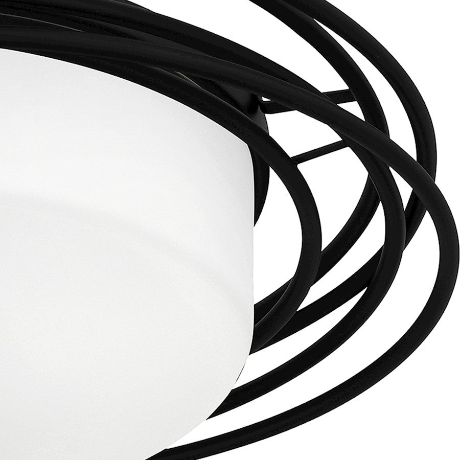 Quoizel Calliope 2 Light Flush Mount, Matte Black/Opal Etched Glass