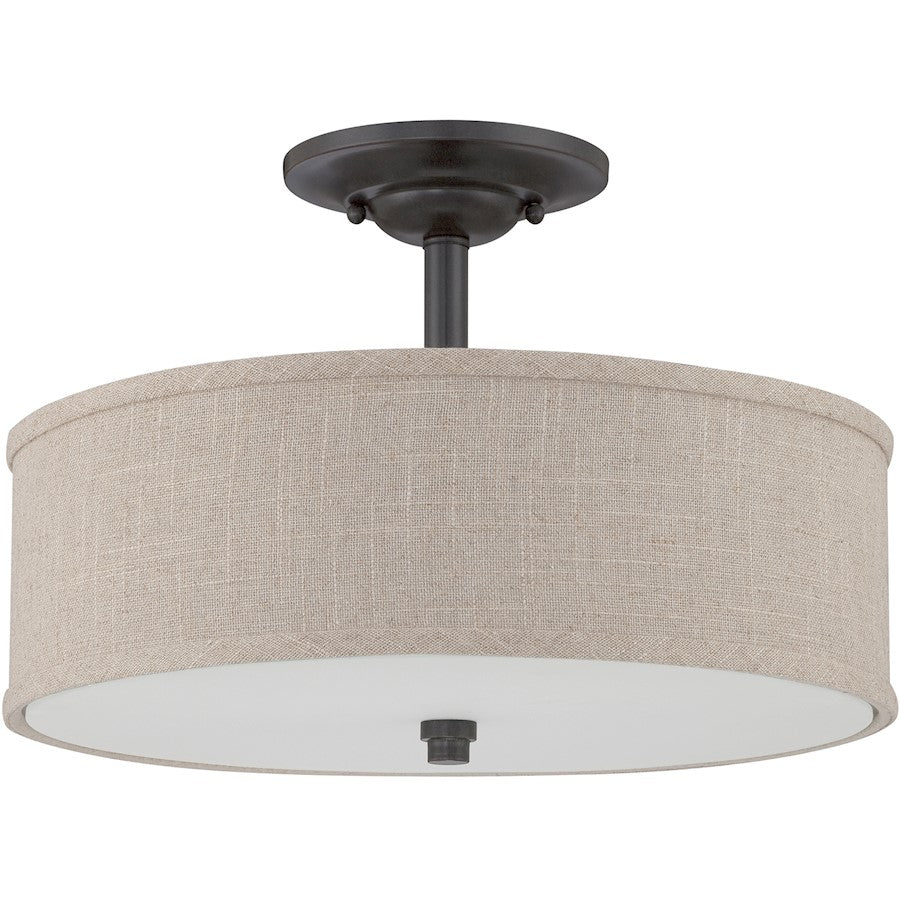Quoizel 3 Light Cloverdale Semi-Flush Mount, Mottled Cocoa