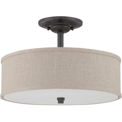 Quoizel 3 Light Cloverdale Semi-Flush Mount, Mottled Cocoa