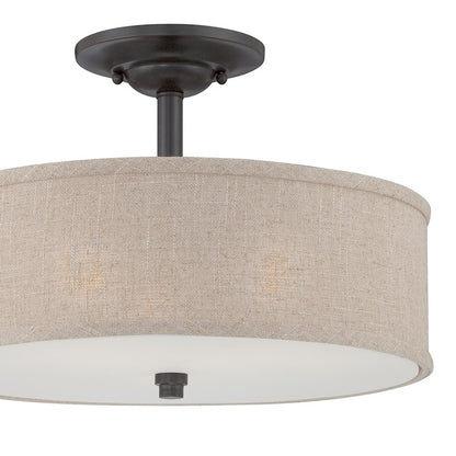 Quoizel 3 Light Cloverdale Semi-Flush Mount, Mottled Cocoa