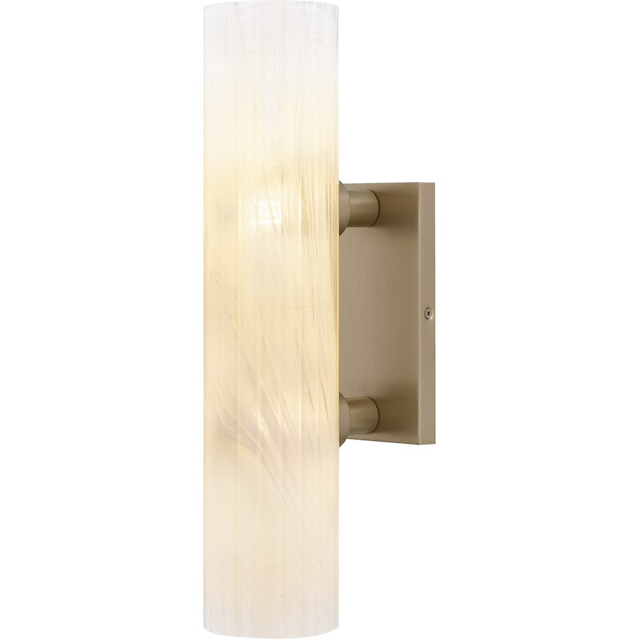 Quoizel Curran 18in 2-Light Wall Sconce | Transitional Bronze Gold and Clear Ribbed Swirl Glass | Bedroom & Hallway | Model CRR8805BGD
