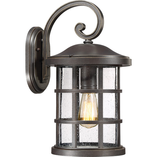 Quoizel Crusade 10in 1-Light Outdoor Wall Lantern | Craftsman Palladian Bronze and Clear Seedy Glass | Entryway & Porch | Model CSE8410PN