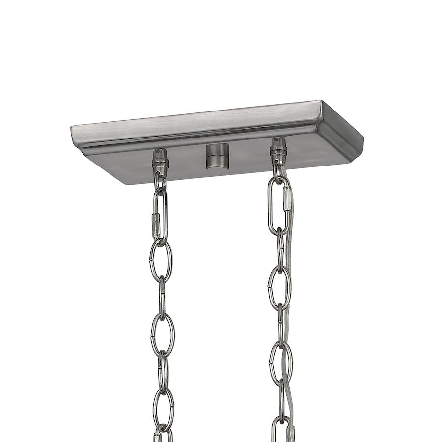 Quoizel Catalina Linear 6 Light Chandelier, Matte Black/Nickel Metal