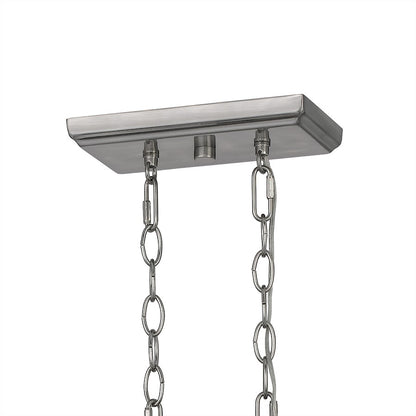 Quoizel Catalina Linear 6 Light Chandelier, Matte Black/Nickel Metal