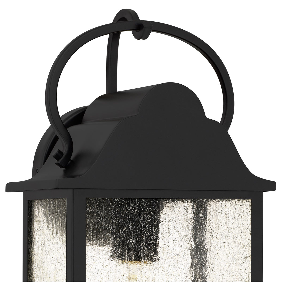 Quoizel Damian 15in 1-Light Outdoor Lantern | Traditional Matte Black and Clear Seedy Glass | Front Door & Porch | 7.5 x 6 x 15 in | Model DAM8307MBK