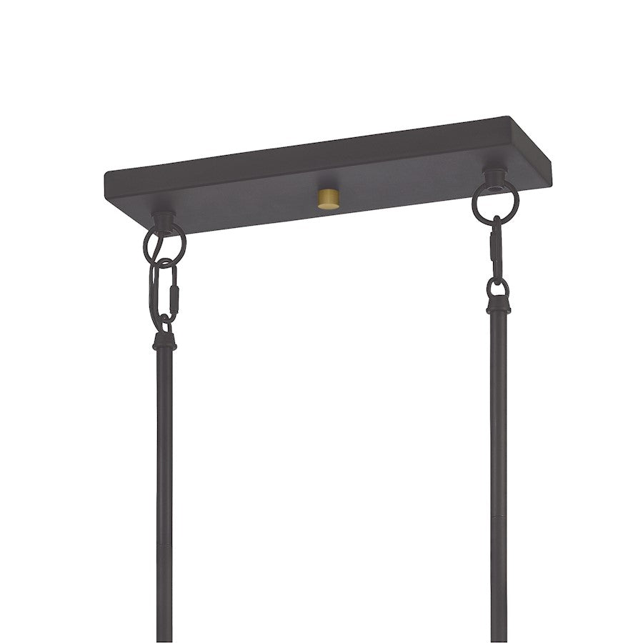 Quoizel Dobbs Linear 4 Light Chandelier, Old Bronze/Clear Glass