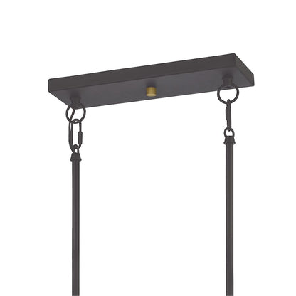 Quoizel Dobbs Linear 4 Light Chandelier, Old Bronze/Clear Glass