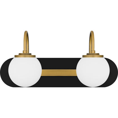 2 Light Bathroom Vanity Light, Matte Black