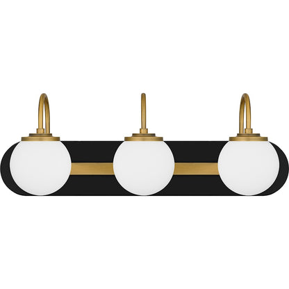 3 Light Bathroom Vanity Light, Matte Black