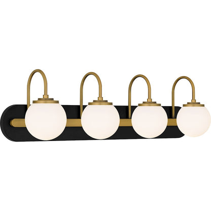 4 Light Bathroom Vanity Light, Matte Black