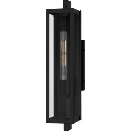 Quoizel Dale 20in 1-Light Outdoor Wall Lantern | Modern Matte Black and Clear Beveled Glass | Front Porch & Patio | Model DLE8405MBK