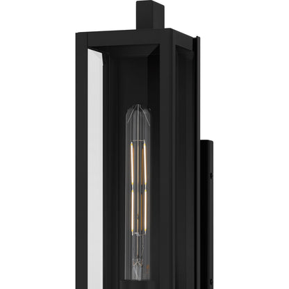 Quoizel Dale 20in 1-Light Outdoor Wall Lantern | Modern Matte Black and Clear Beveled Glass | Front Porch & Patio | Model DLE8405MBK