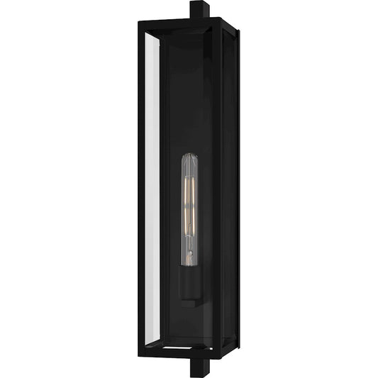 Quoizel Dale 26in 1-Light Outdoor Wall Lantern | Modern Matte Black and Clear Beveled Glass | Front Porch & Patio | Model DLE8406MBK