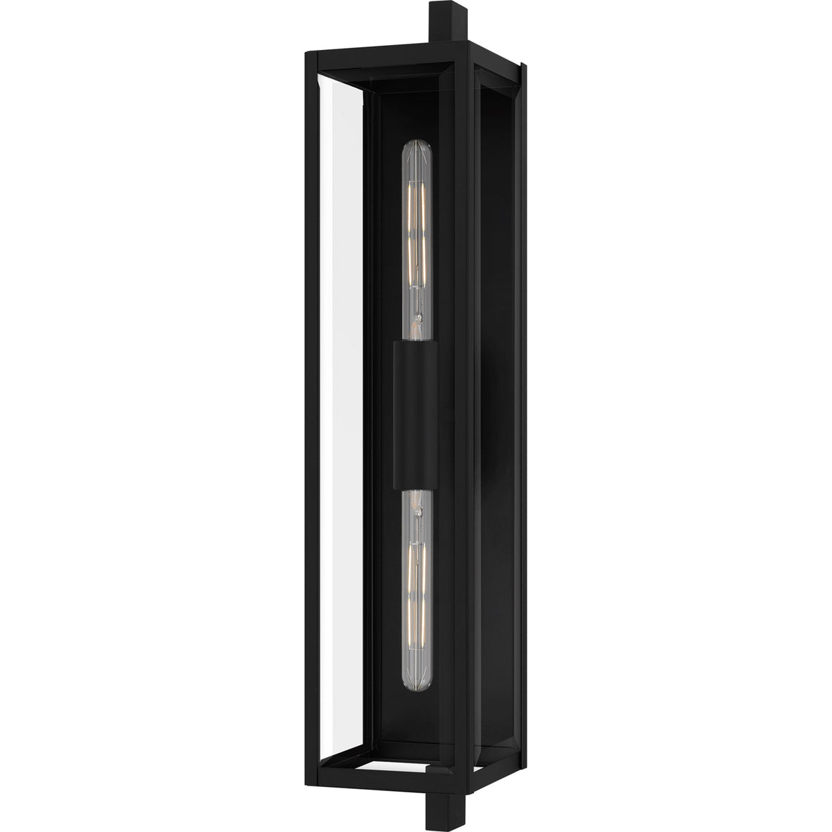 Quoizel Dale 32in 2-Light Outdoor Wall Lantern | Modern Matte Black and Clear Beveled Glass | Front Porch & Patio | Model DLE8407MBK