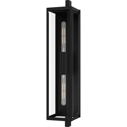 Quoizel Dale 32in 2-Light Outdoor Wall Lantern | Modern Matte Black and Clear Beveled Glass | Front Porch & Patio | Model DLE8407MBK