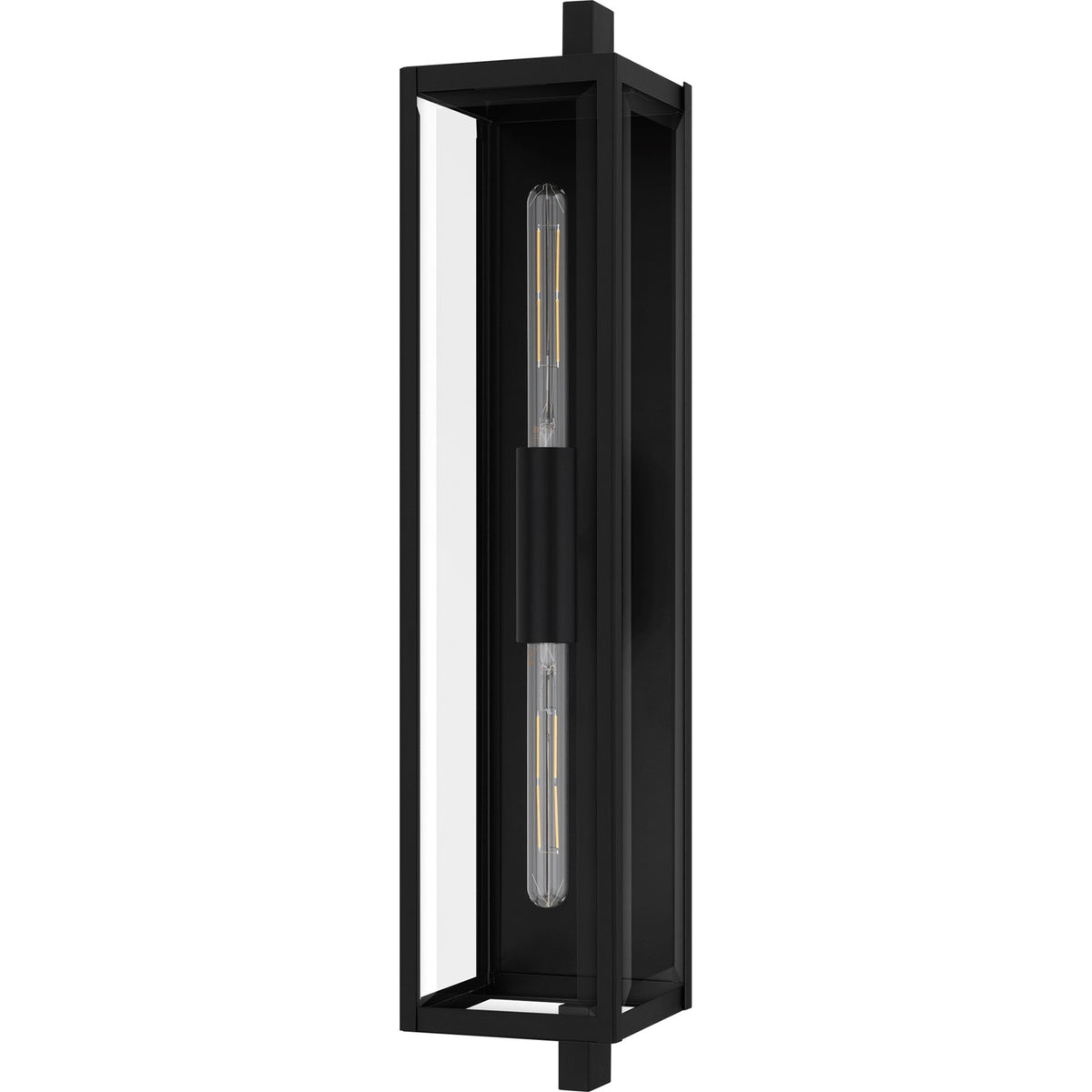 Quoizel Dale 32in 2-Light Outdoor Wall Lantern | Modern Matte Black and Clear Beveled Glass | Front Porch & Patio | Model DLE8407MBK
