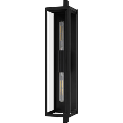 Quoizel Dale 32in 2-Light Outdoor Wall Lantern | Modern Matte Black and Clear Beveled Glass | Front Porch & Patio | Model DLE8407MBK