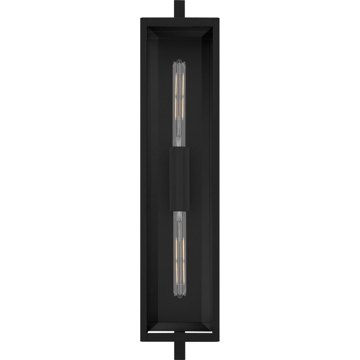 Quoizel Dale 32in 2-Light Outdoor Wall Lantern | Modern Matte Black and Clear Beveled Glass | Front Porch & Patio | Model DLE8407MBK