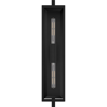 Quoizel Dale 32in 2-Light Outdoor Wall Lantern | Modern Matte Black and Clear Beveled Glass | Front Porch & Patio | Model DLE8407MBK