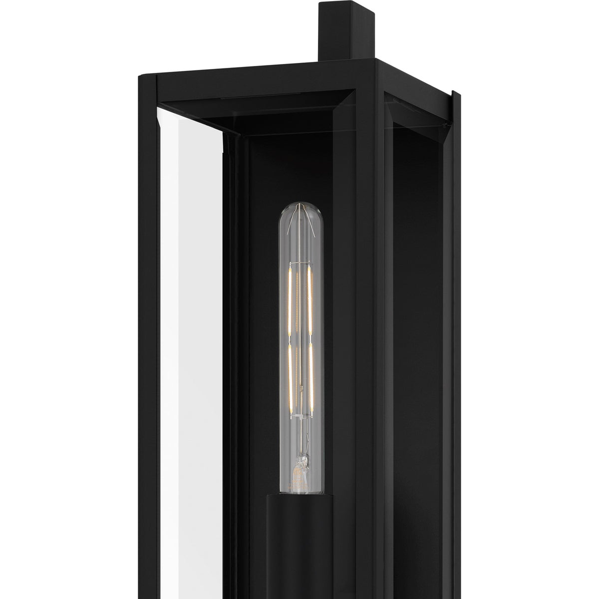 Quoizel Dale 32in 2-Light Outdoor Wall Lantern | Modern Matte Black and Clear Beveled Glass | Front Porch & Patio | Model DLE8407MBK