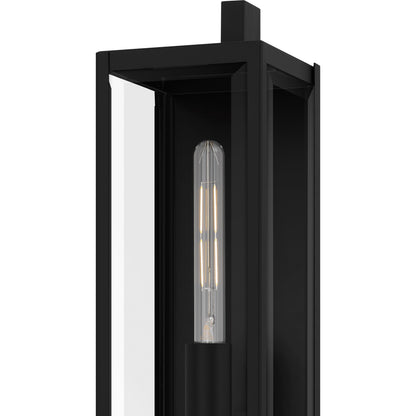 Quoizel Dale 32in 2-Light Outdoor Wall Lantern | Modern Matte Black and Clear Beveled Glass | Front Porch & Patio | Model DLE8407MBK