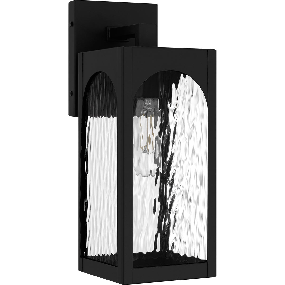 Quoizel Dallington 14in 1-Light Outdoor Wall Lantern | Transitional Matte Black and Clear Textured Glass | Entryway & Patio | Model DLG8405MBK