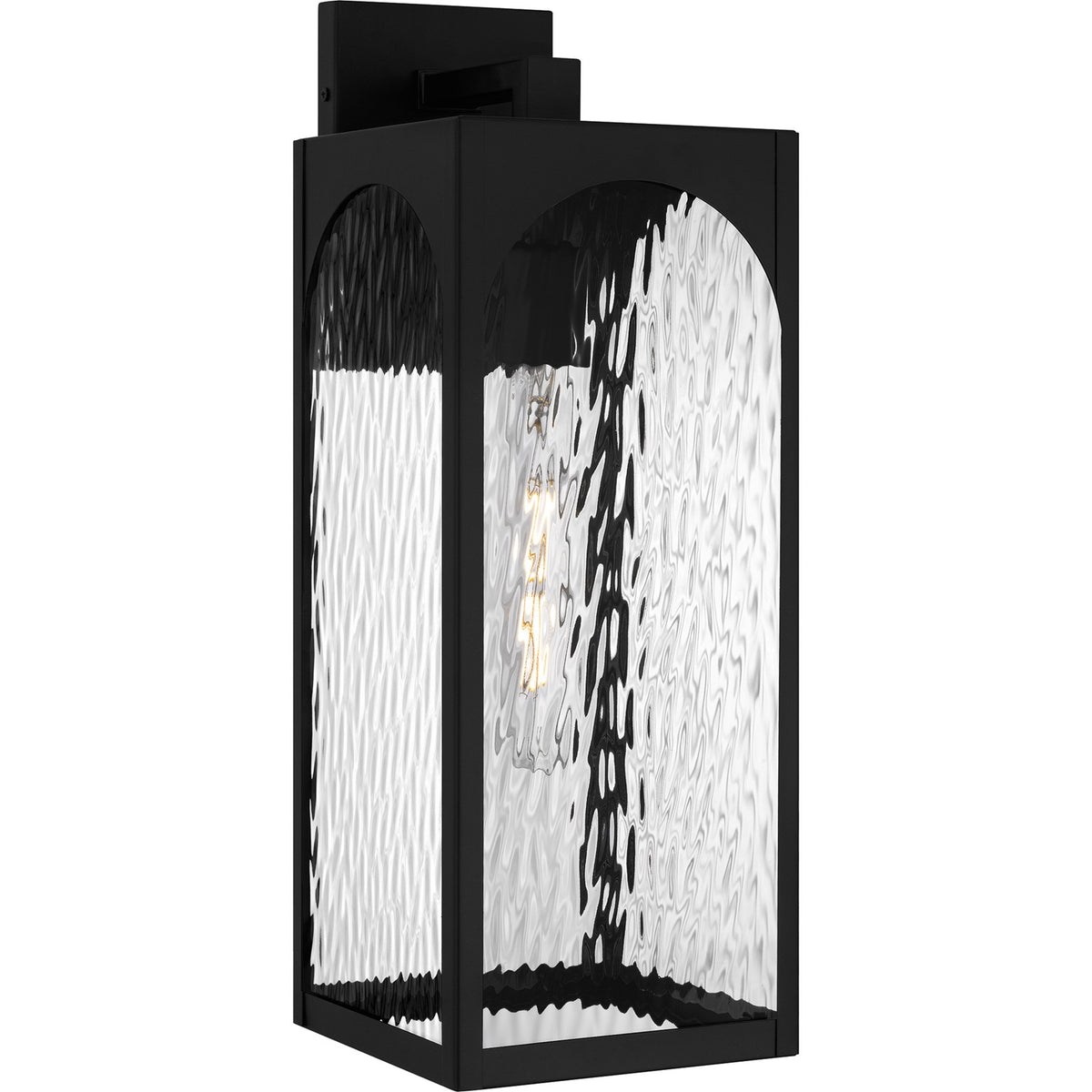 Quoizel Dallington 20in 1-Light Outdoor Wall Lantern | Transitional Matte Black and Clear Textured Glass | Entryway & Patio | Model DLG8407MBK