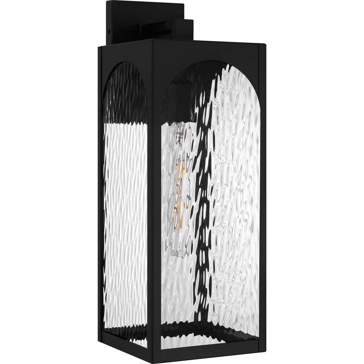 Quoizel Dallington 20in 1-Light Outdoor Wall Lantern | Transitional Matte Black and Clear Textured Glass | Entryway & Patio | Model DLG8407MBK
