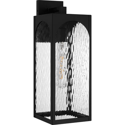 Quoizel Dallington 20in 1-Light Outdoor Wall Lantern | Transitional Matte Black and Clear Textured Glass | Entryway & Patio | Model DLG8407MBK
