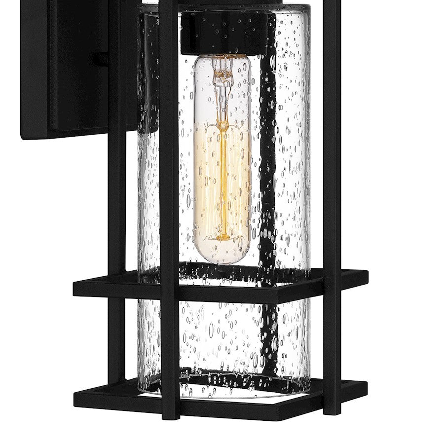 Quoizel Damien 1 Light Outdoor Lantern, Earth Black/Clear Seeded