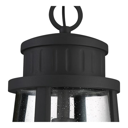 Quoizel Dunham 1 Light Outdoor Hanging, Earth Black/Seeded Glass