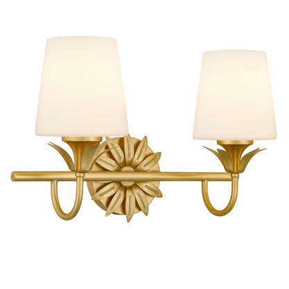 Quoizel Dorothea 2-Lt Gold Leaf Vanity Light, Gold Leaf - DOT8616GFL