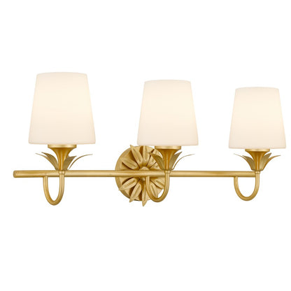 Quoizel Dorothea 3-Lt Gold Leaf Vanity Light, Gold Leaf - DOT8624GFL