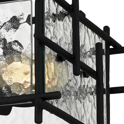 Quoizel Daphne 2 Light Semi-Flush Mount, Matte Black/Clear Ice