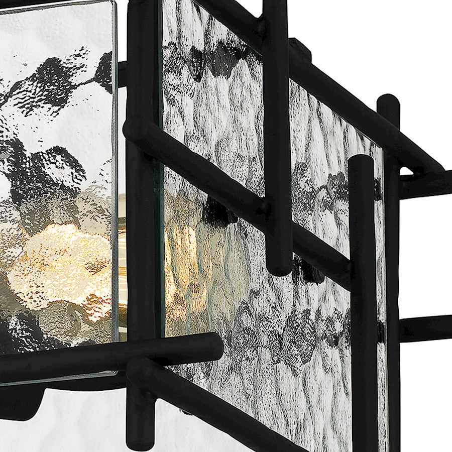 Quoizel Daphne 2 Light Semi-Flush Mount, Matte Black/Clear Ice