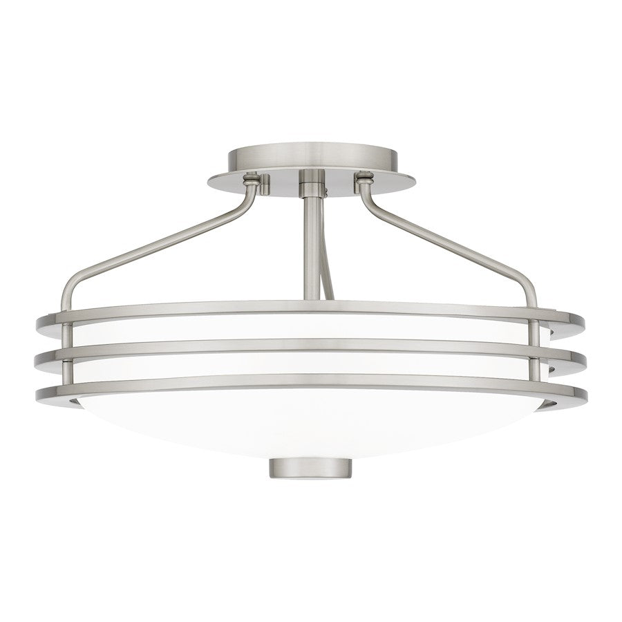 Quoizel Emile 3 Light Semi-Flush Mount, Brushed Nickel/Etched