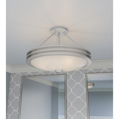 Quoizel Emile 3 Light Semi-Flush Mount, Brushed Nickel/Etched