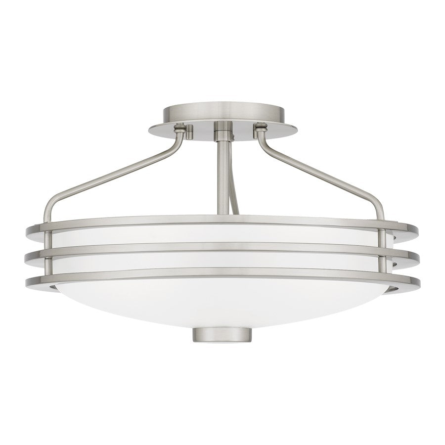 Quoizel Emile 3 Light Semi-Flush Mount, Brushed Nickel/Etched