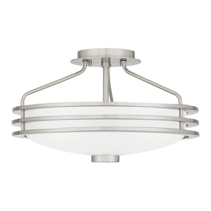 Quoizel Emile 3 Light Semi-Flush Mount, Brushed Nickel/Etched