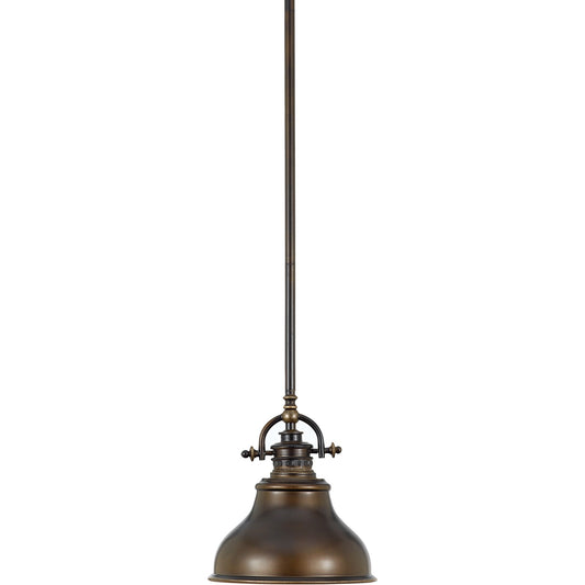 Quoizel Emery 8in 1-Light Mini Pendant | Traditional Palladian Bronze Metal Shade | Kitchen Island & Bar | 8 x 8 x 9 in | Model ER1508PN