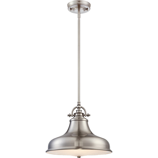 Quoizel Emery 13.5in 1-Light Pendant | Traditional Brushed Nickel Metal Shade | Kitchen Island & Dining Room | 13.5 x 13.5 x 11.5 in | Model ER1814BN