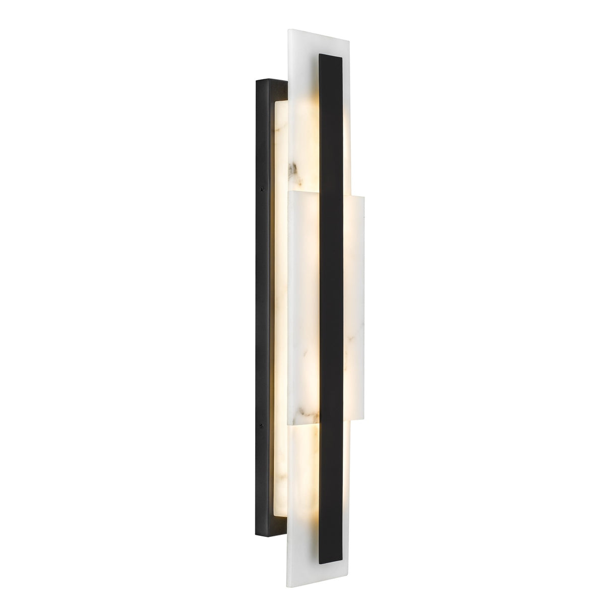 Quoizel Esme 24in LED Wall Sconce | Contemporary Matte Black and Faux Alabaster | Bathroom & Hallway Vanity Light | Model ESM8705MBK