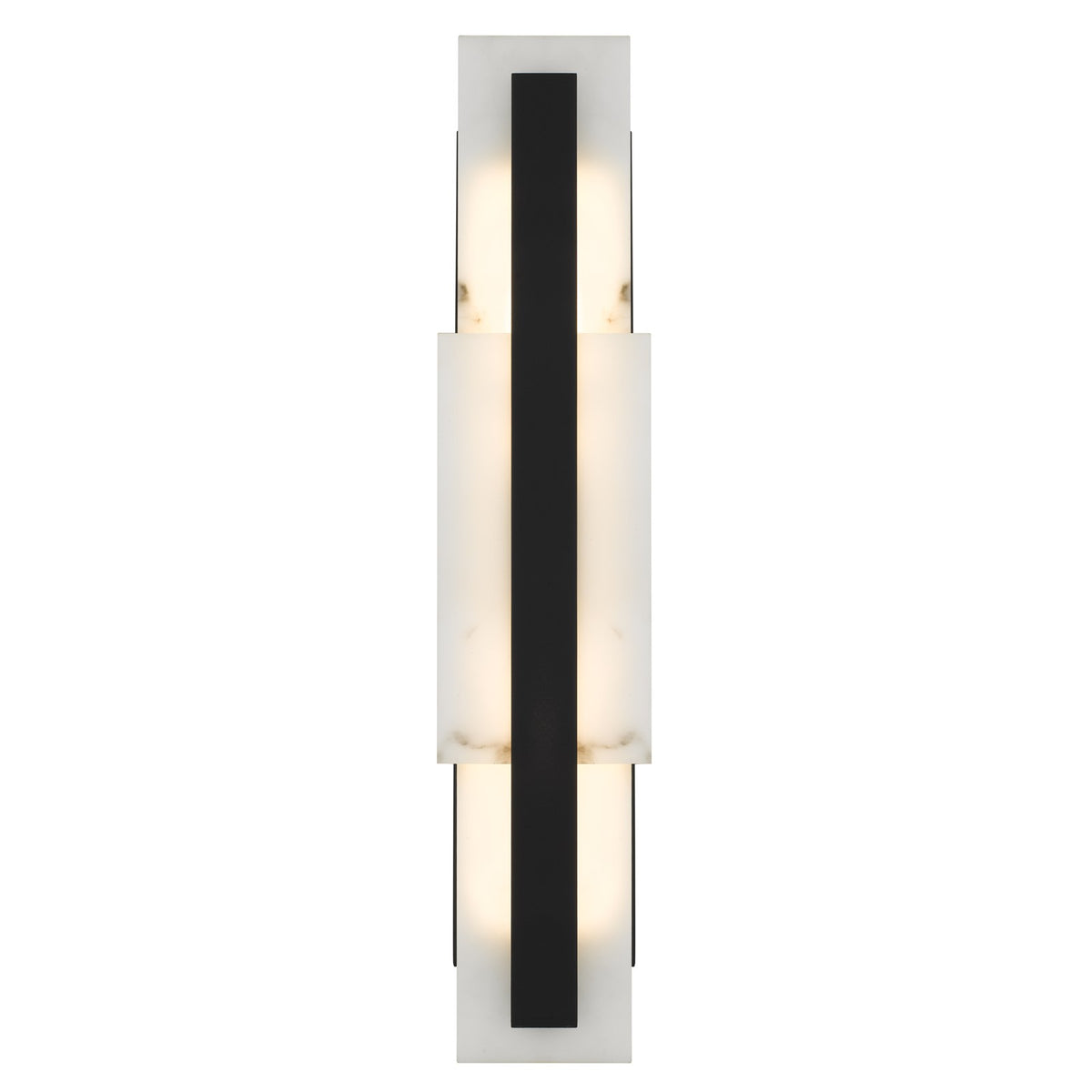 Quoizel Esme 24in LED Wall Sconce | Contemporary Matte Black and Faux Alabaster | Bathroom & Hallway Vanity Light | Model ESM8705MBK