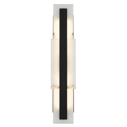Quoizel Esme 24in LED Wall Sconce | Contemporary Matte Black and Faux Alabaster | Bathroom & Hallway Vanity Light | Model ESM8705MBK