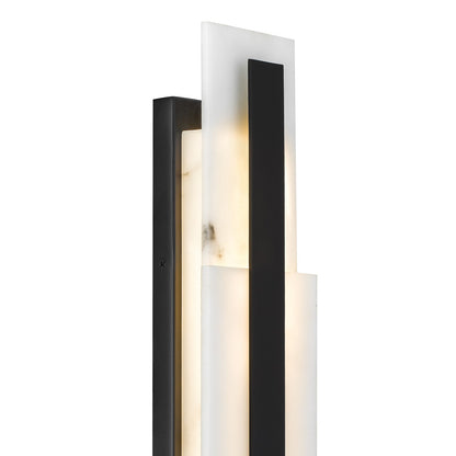 Quoizel Esme 24in LED Wall Sconce | Contemporary Matte Black and Faux Alabaster | Bathroom & Hallway Vanity Light | Model ESM8705MBK