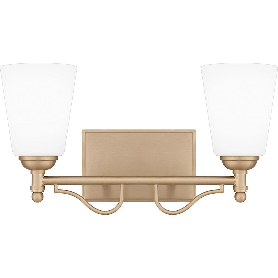 Quoizel Esther 2 Light Bath Light, Bronze Gold/Opal Etched Glass - ESR8616BGD