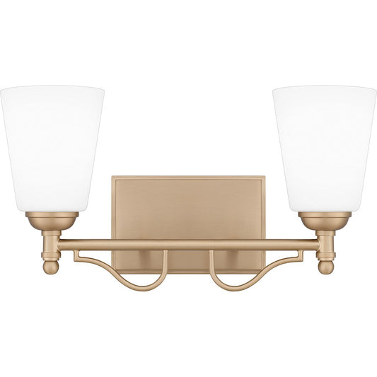 Quoizel Esther 2 Light Bath Light, Bronze Gold/Opal Etched Glass - ESR8616BGD