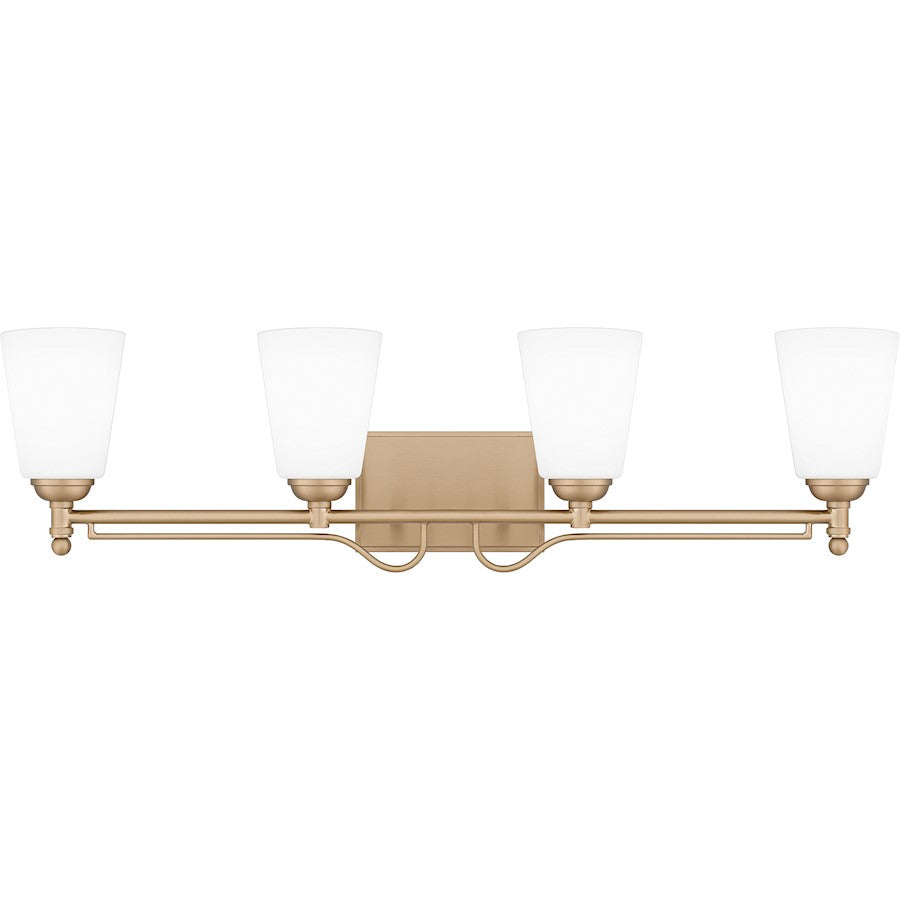 Quoizel Esther 4 Light Bath Light, Bronze Gold/Opal Etched Glass - ESR8632BGD