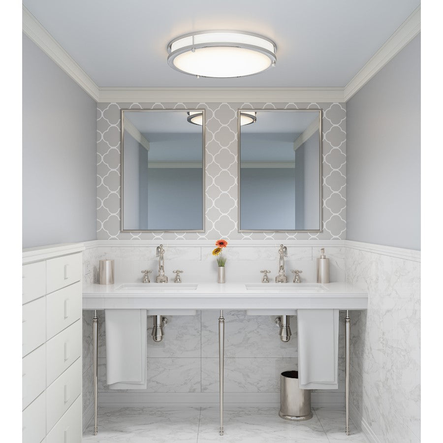 Quoizel Euclid Semi-Flush Mount, Brushed Nickel/White